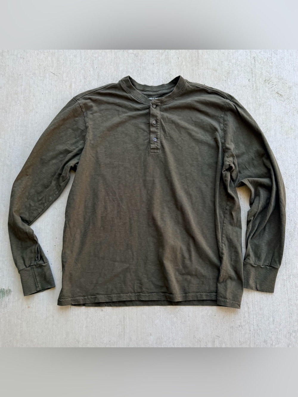 American Giant Henley Shirt Mens XL Green Long Sleeve Cotton Made USA Slub Knit